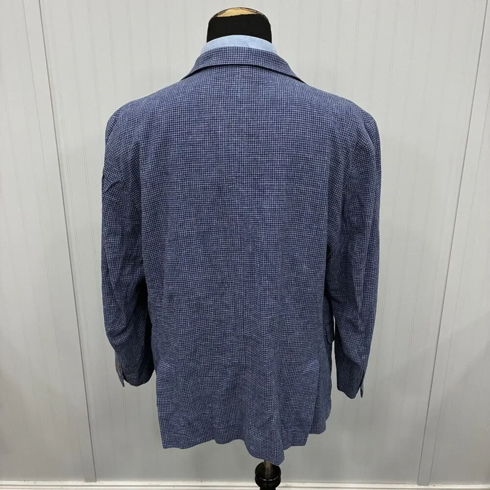 Jos A Bank 1905 Brrr Comfort Blazer 54R Blue Cotton Linen Sport Coat 54 Regular